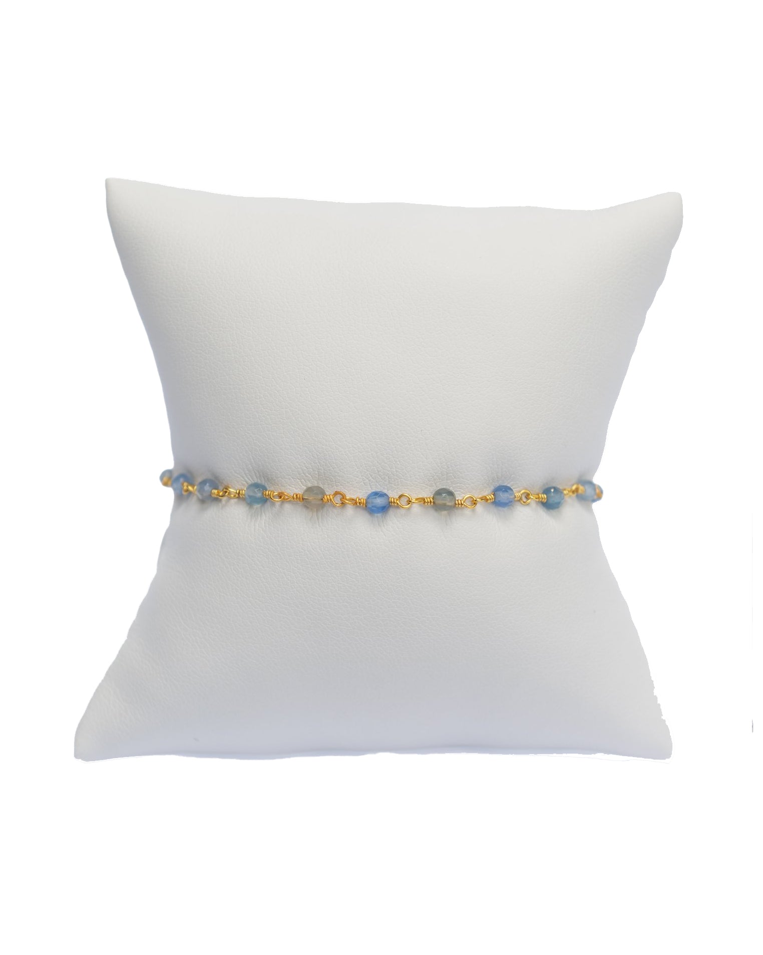 Chalcedony Beaded Bracelet (Blue)
