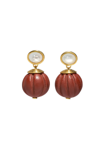 Lizzie Fortunato Pepo Drop Earrings in gold and terra-cotta