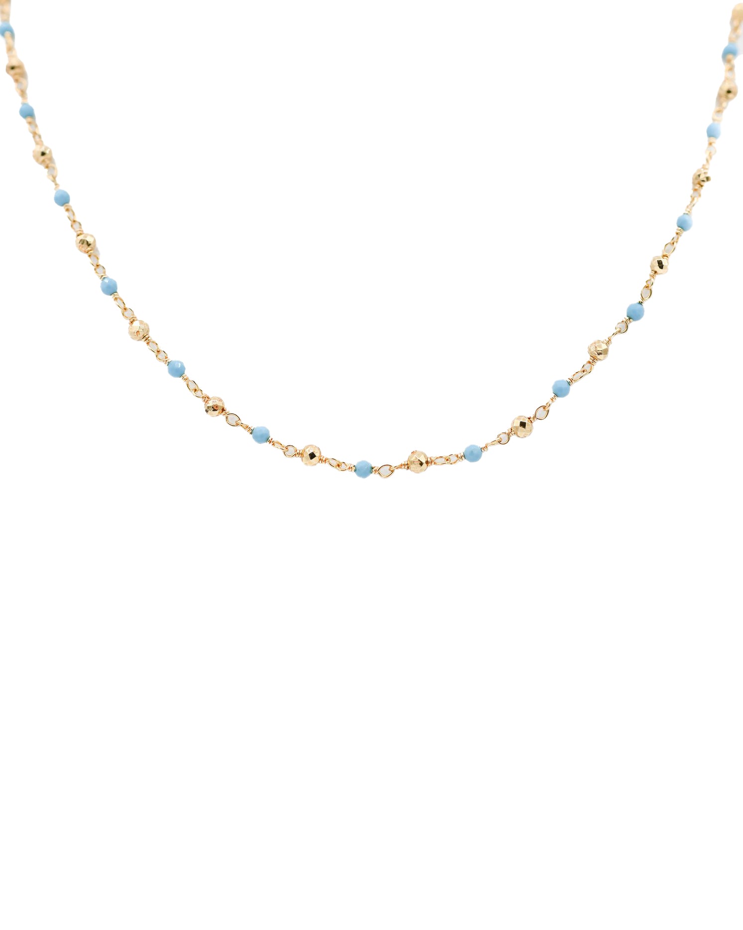 Pyrite Long Necklace - 32&quot; (Turquoise &amp; Golden)