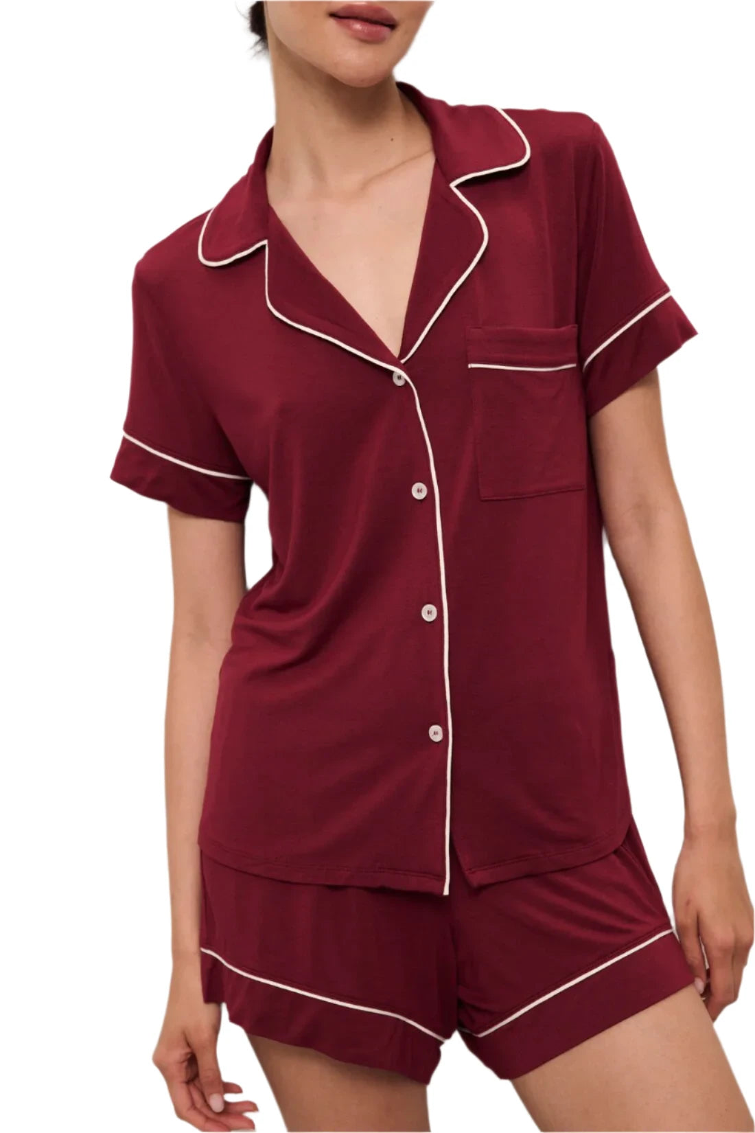 Gisele Relaxed Short PJ Set (Cabernet/Ivory)