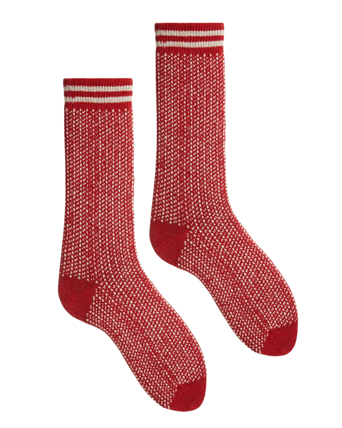 Men&#39;s Nordic Birdseye Wool Cashmere Crew Socks (Red)