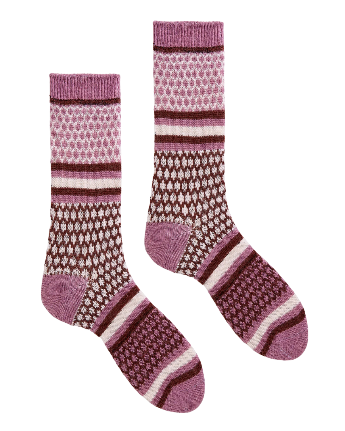 Women&#39;s Honeycomb Wool Cashmere Crew Socks (Rosewood)