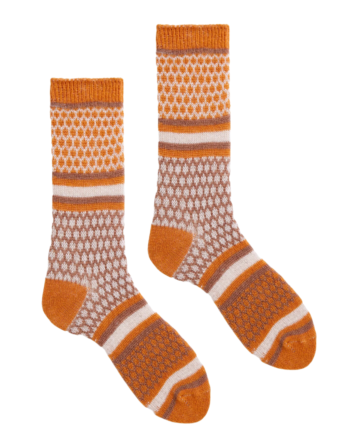 Women&#39;s Honeycomb Wool Cashmere Crew Socks (Squash)