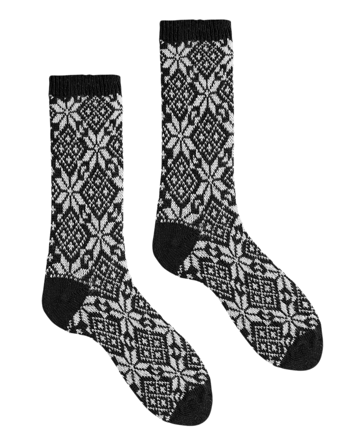 Women&#39;s Snowflake Wool Cashmere Crew Socks (Black)