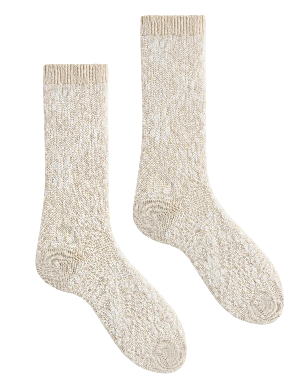Women&#39;s Snowflake Wool Cashmere Crew Socks (Crème)