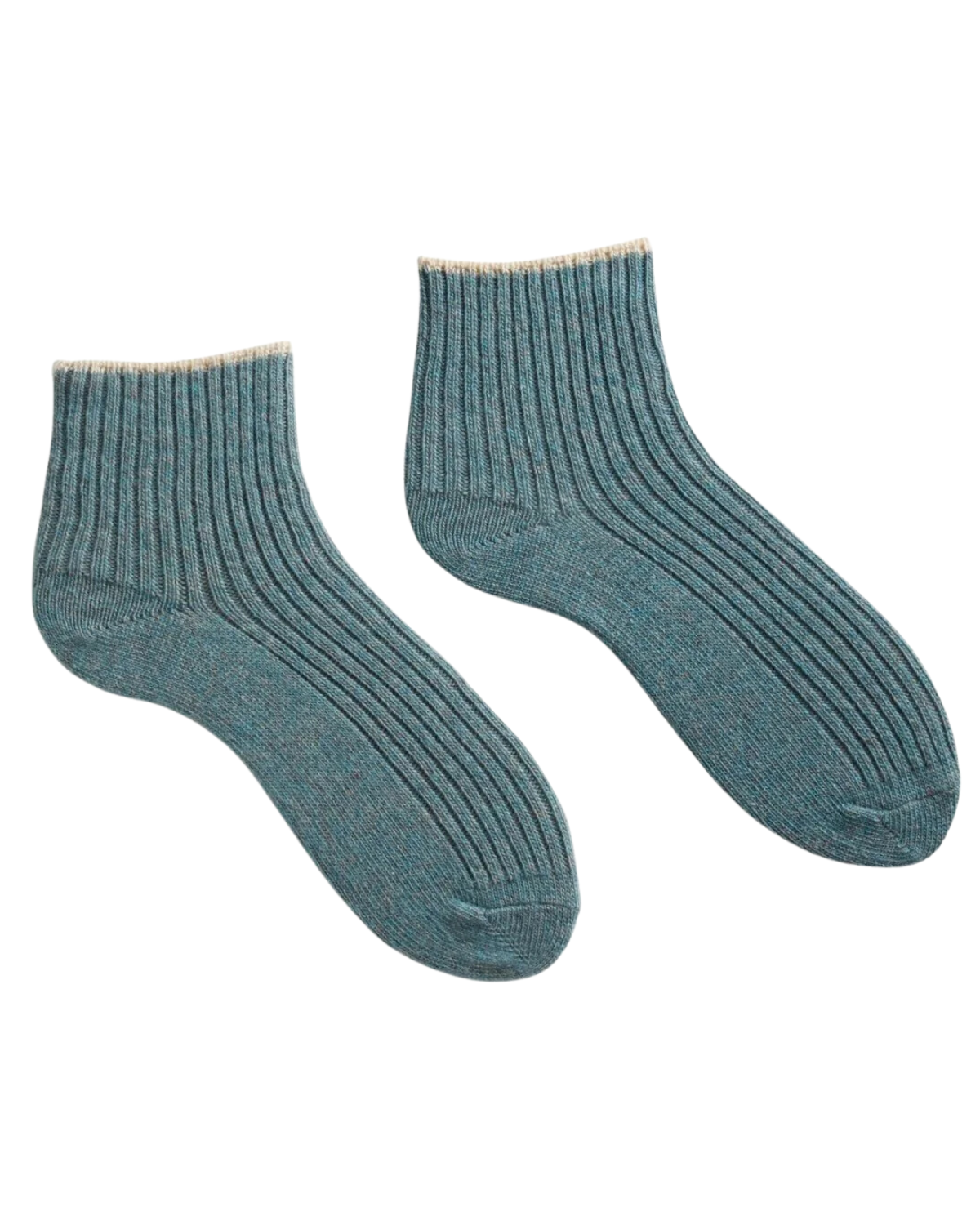 Women&#39;s Tipped Rib Wool Cashmere Shortie Socks (Mineral)