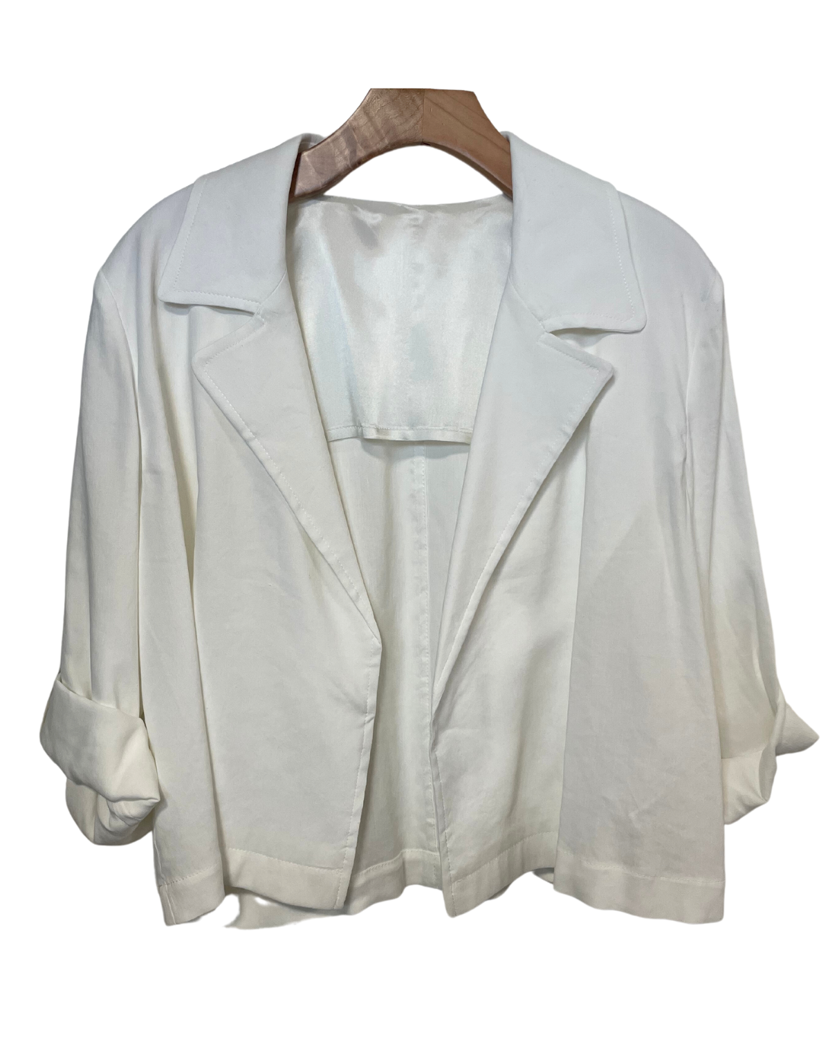 Linen 3/4&quot; Sleeve Shrunken Jacket (White)
