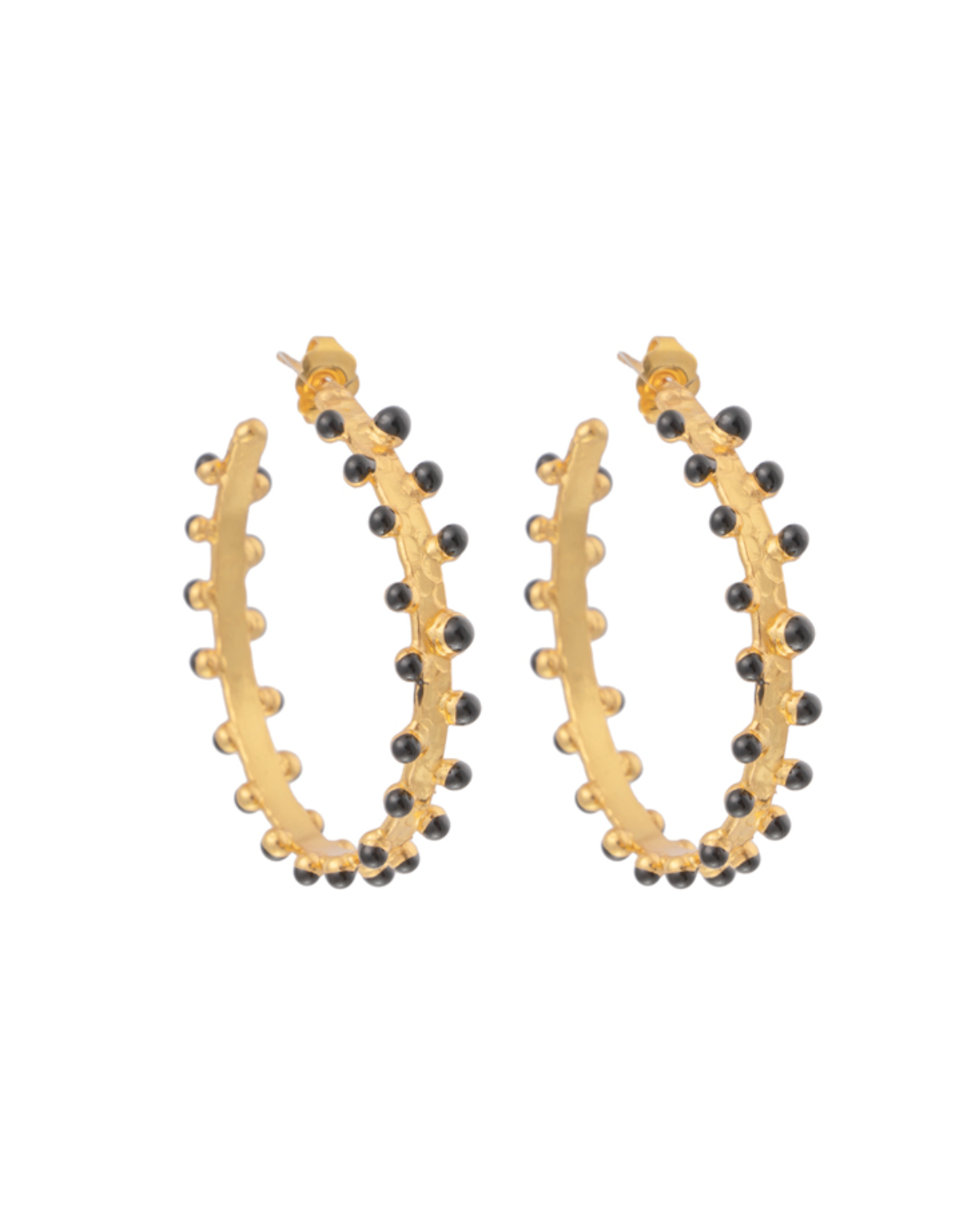 Gipsy Hoop Earrings (Gold &amp; Black Enamel)