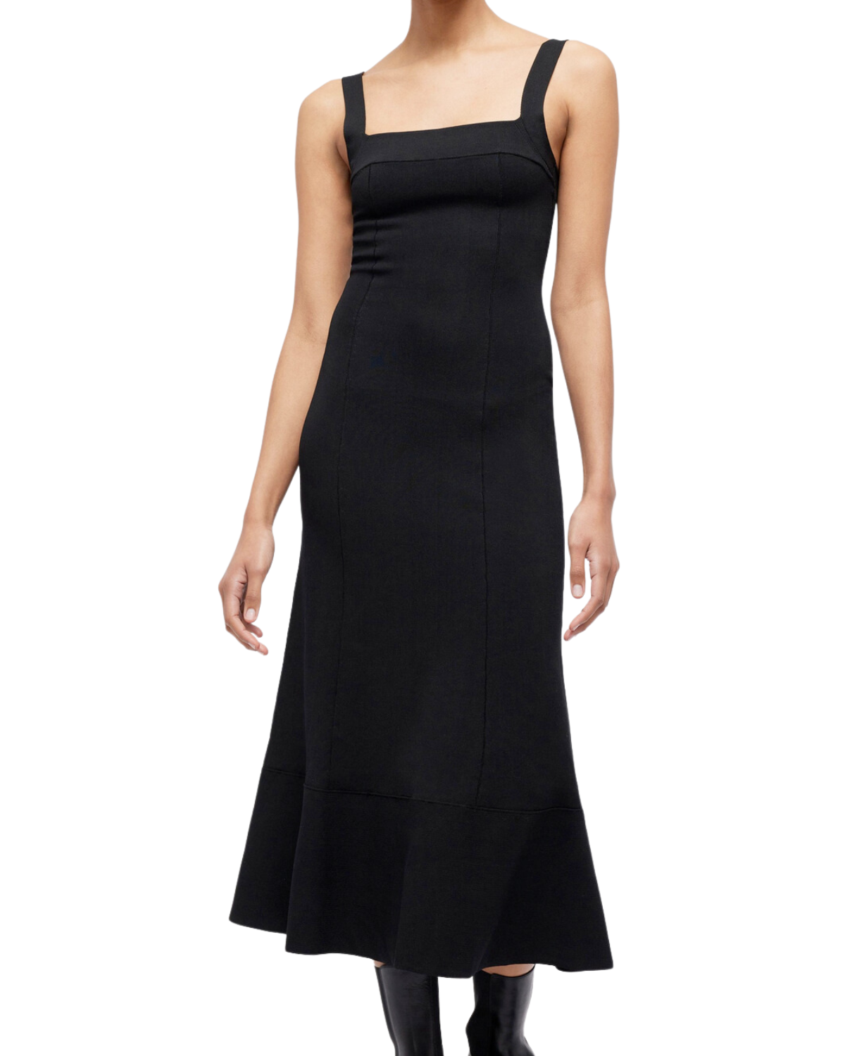 Ingrid Square Neck Midi Dress (Black)