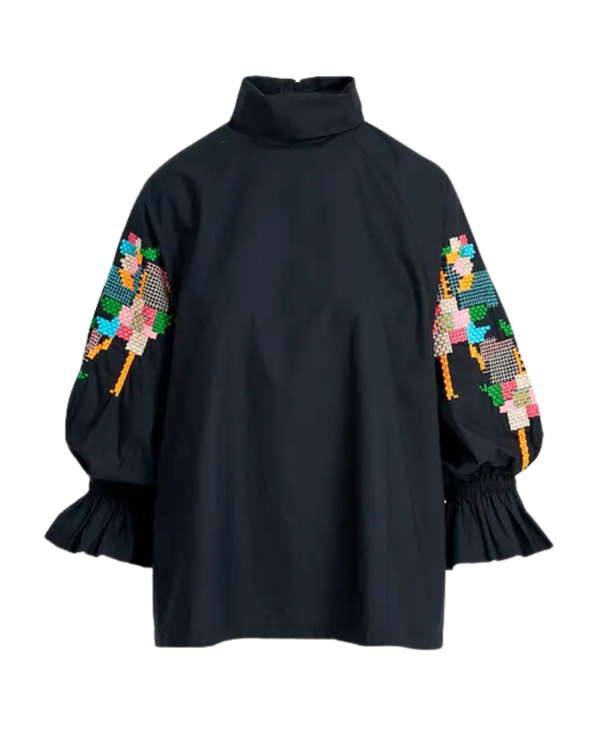 Eleanor Embroidered Sleeve Top (Black Combo)
