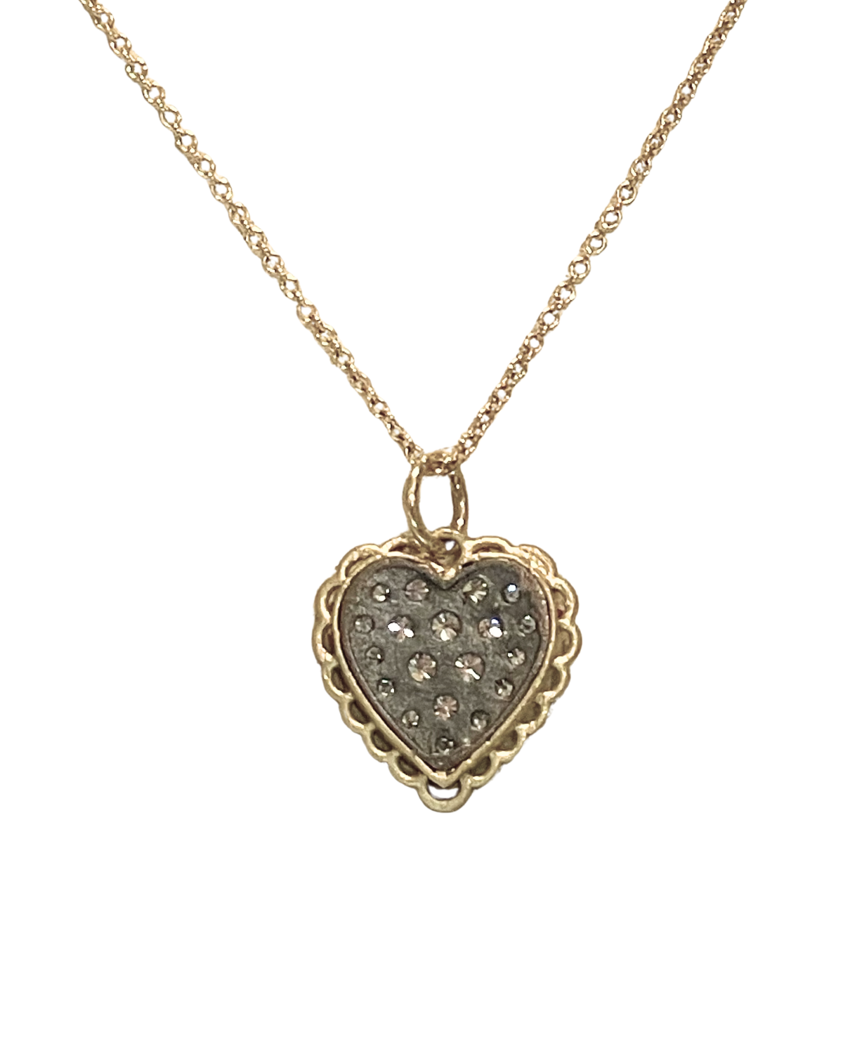 Framed Pave Diamond Heart Necklace