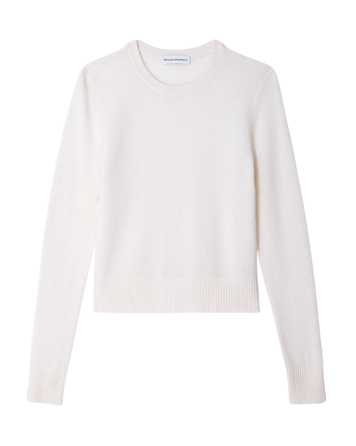 Cashmere Shrunken Classic Crewneck Sweater (Soft White)