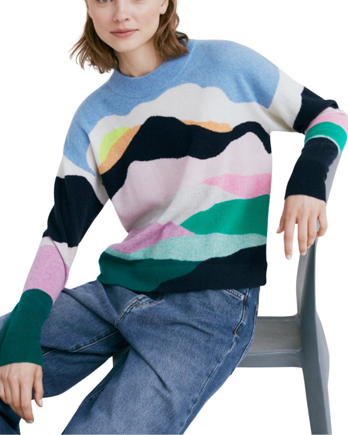Peaks and Valleys Intarsia Sweater (Bright Combo)