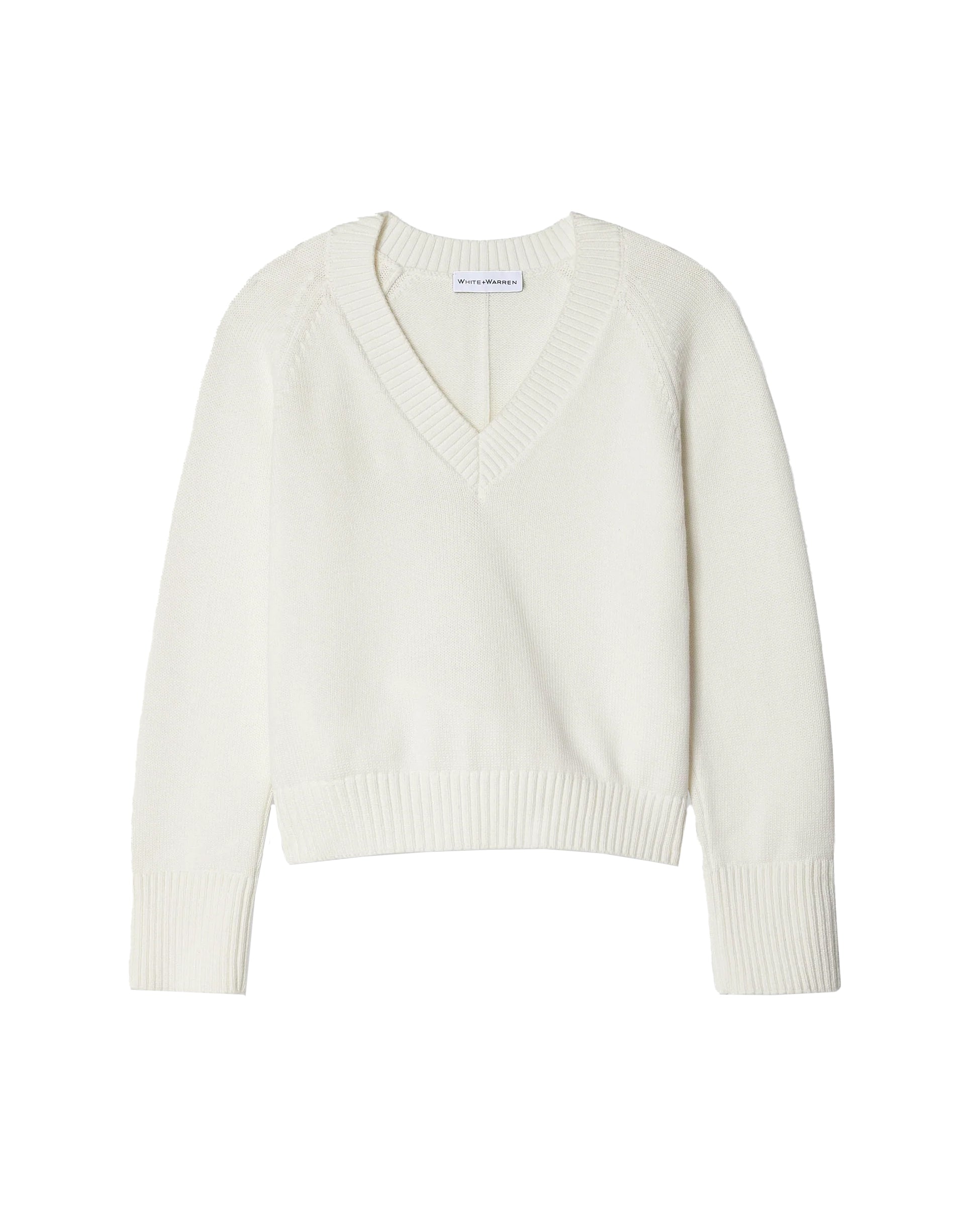 Organic Cotton Classic V-Neck Sweater (White)