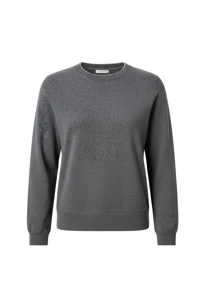 Licorice crewneck sweater with white piping