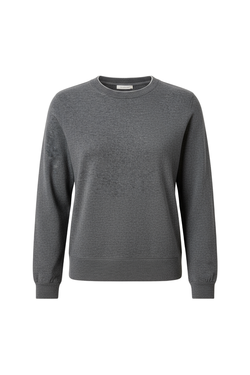 Licorice crewneck sweater with white piping