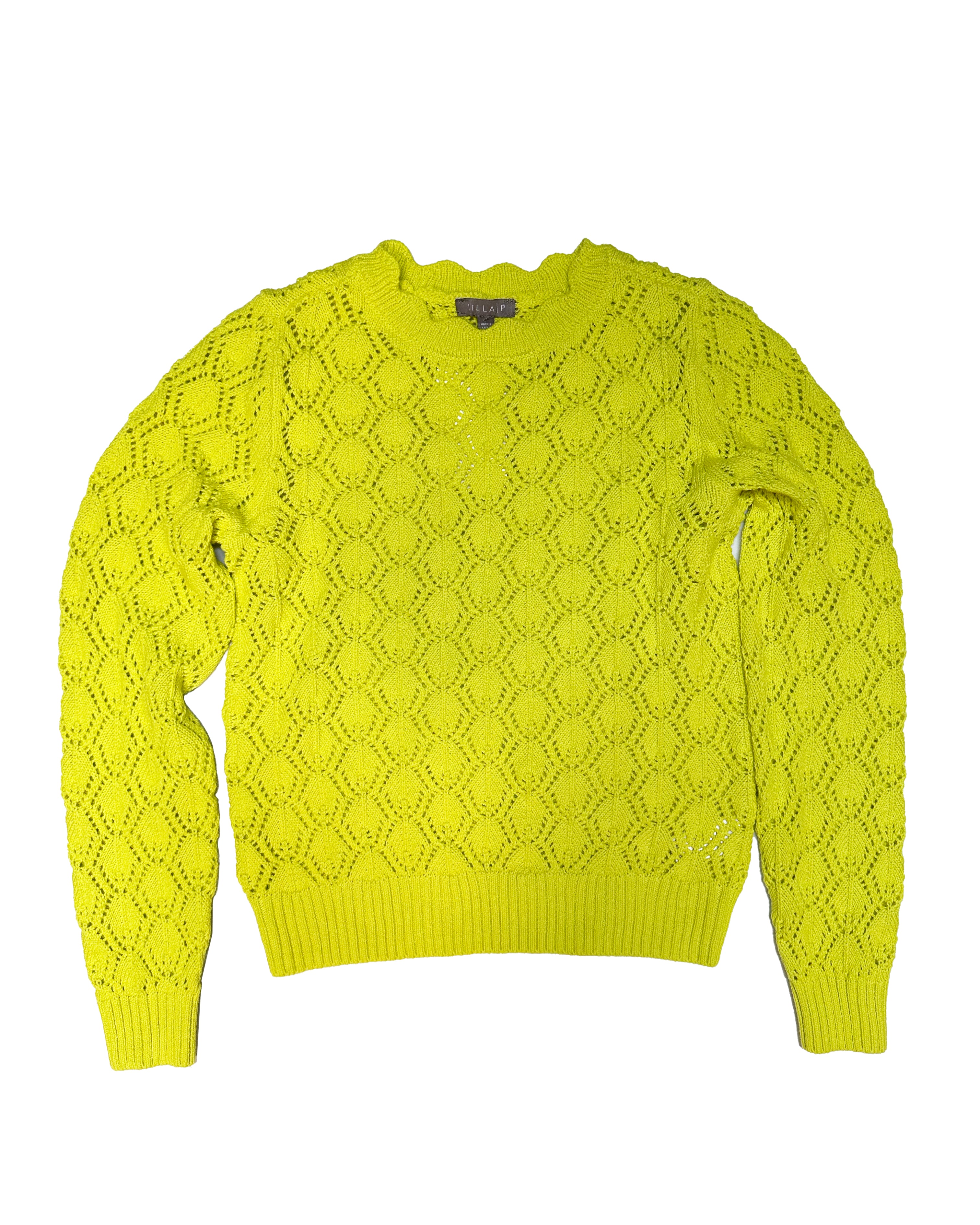 Pointelle Stitch Crewneck Sweater (Lemon Lime)