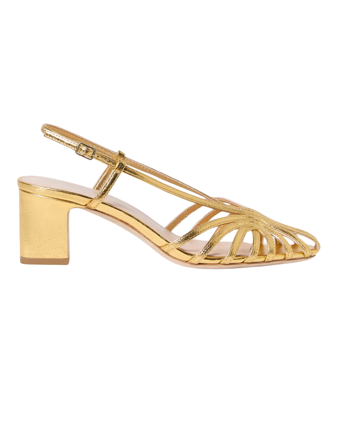 Priscilla Lattice Slingback Mid Heel (Gold)