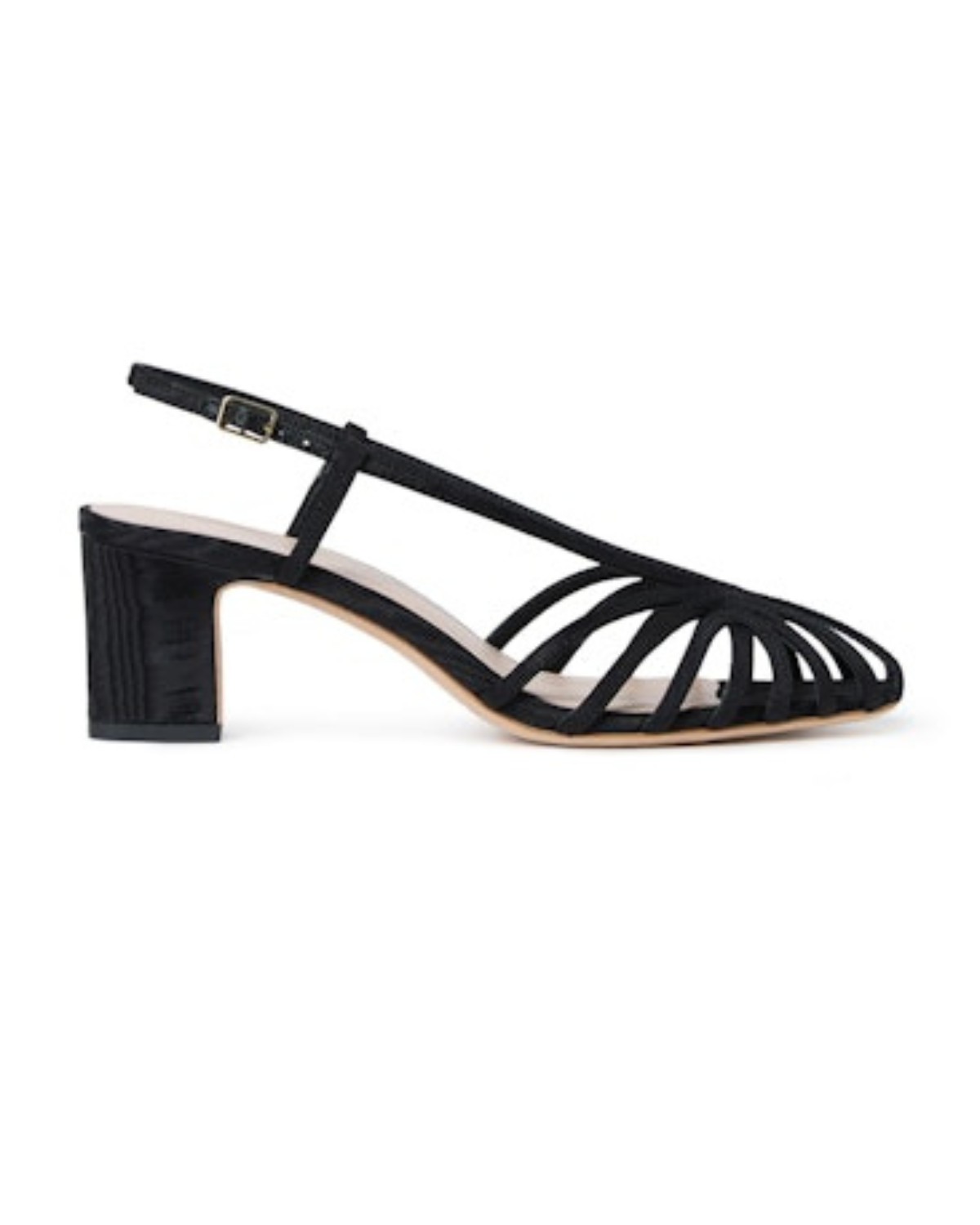 Priscilla Lattice Slingback Mid Heel (Black)