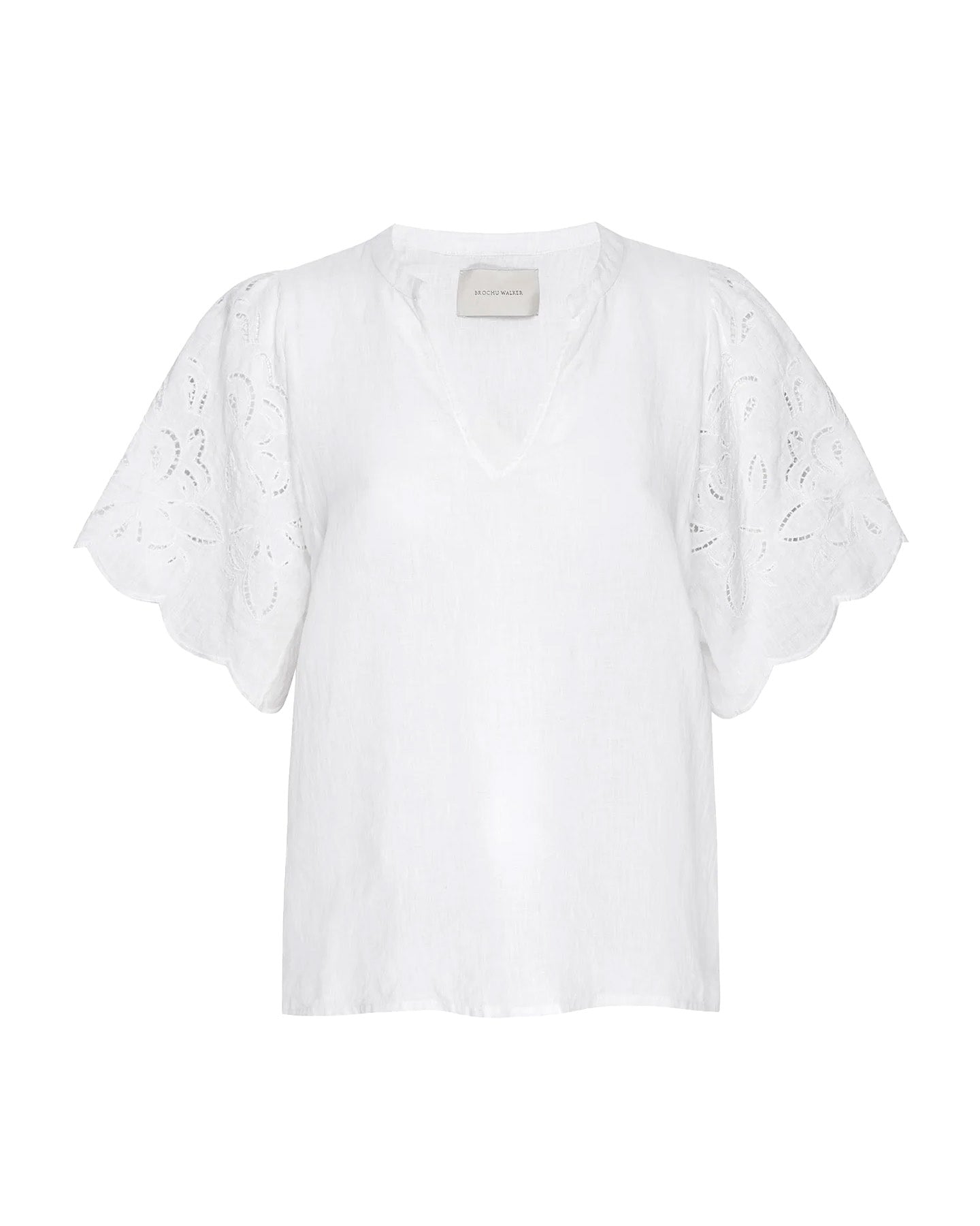 Shore Top Embroidered Sleeve (Pearl White)