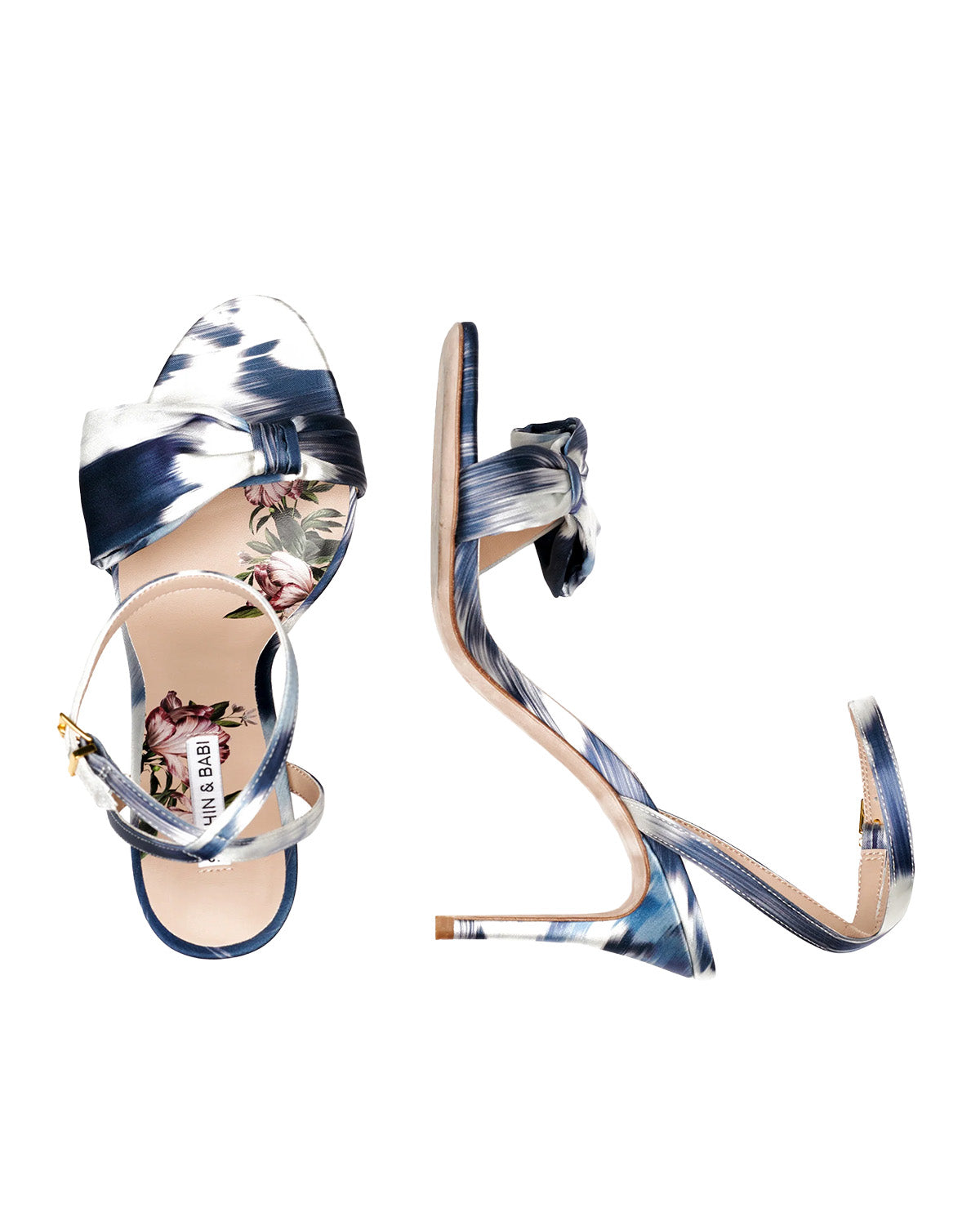 Chelsea Obi-Bow Open Toe (Blue Ikat Floral)