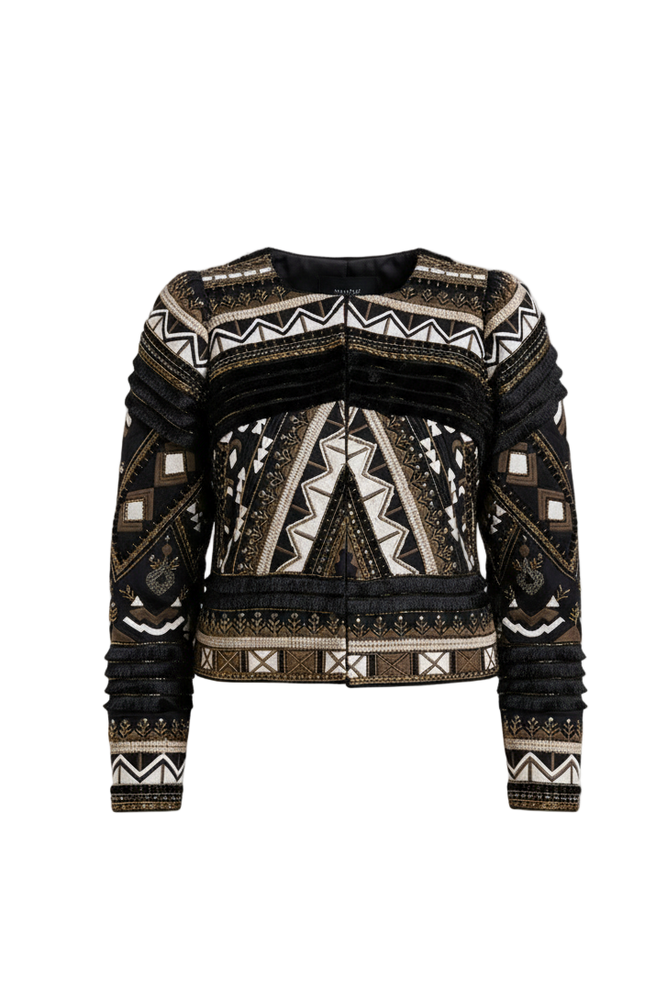 patterned jacket on plain background