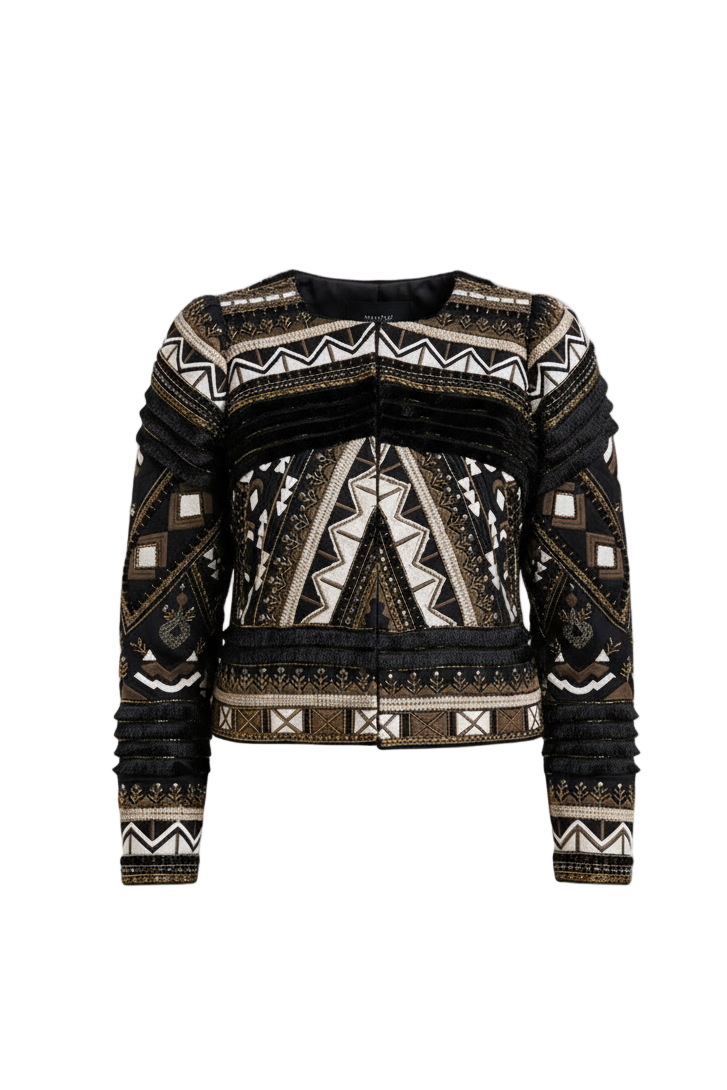 patterned jacket on plain background