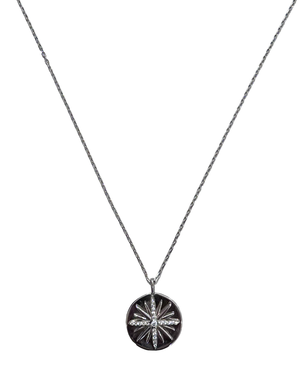 SS-Sterling CZ Starburst Necklace