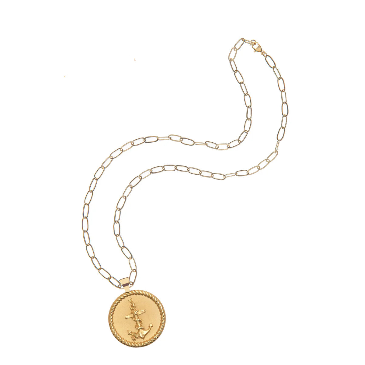 Strong Jw Original Pendant Coin (Anchor) - Gold / 18&quot; Drawn Link