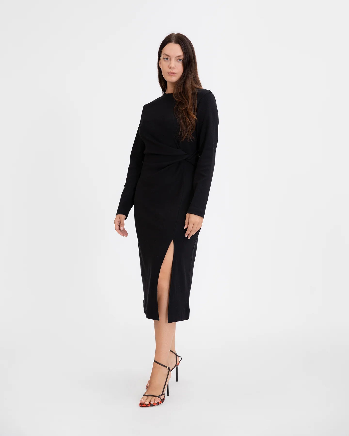 Long Sleeve Solid Cody Dress (Black)