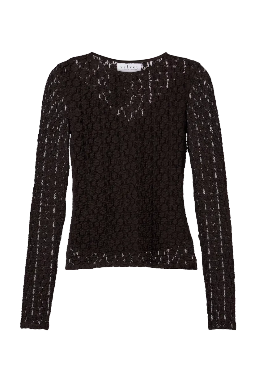 Black textured long-sleeve top