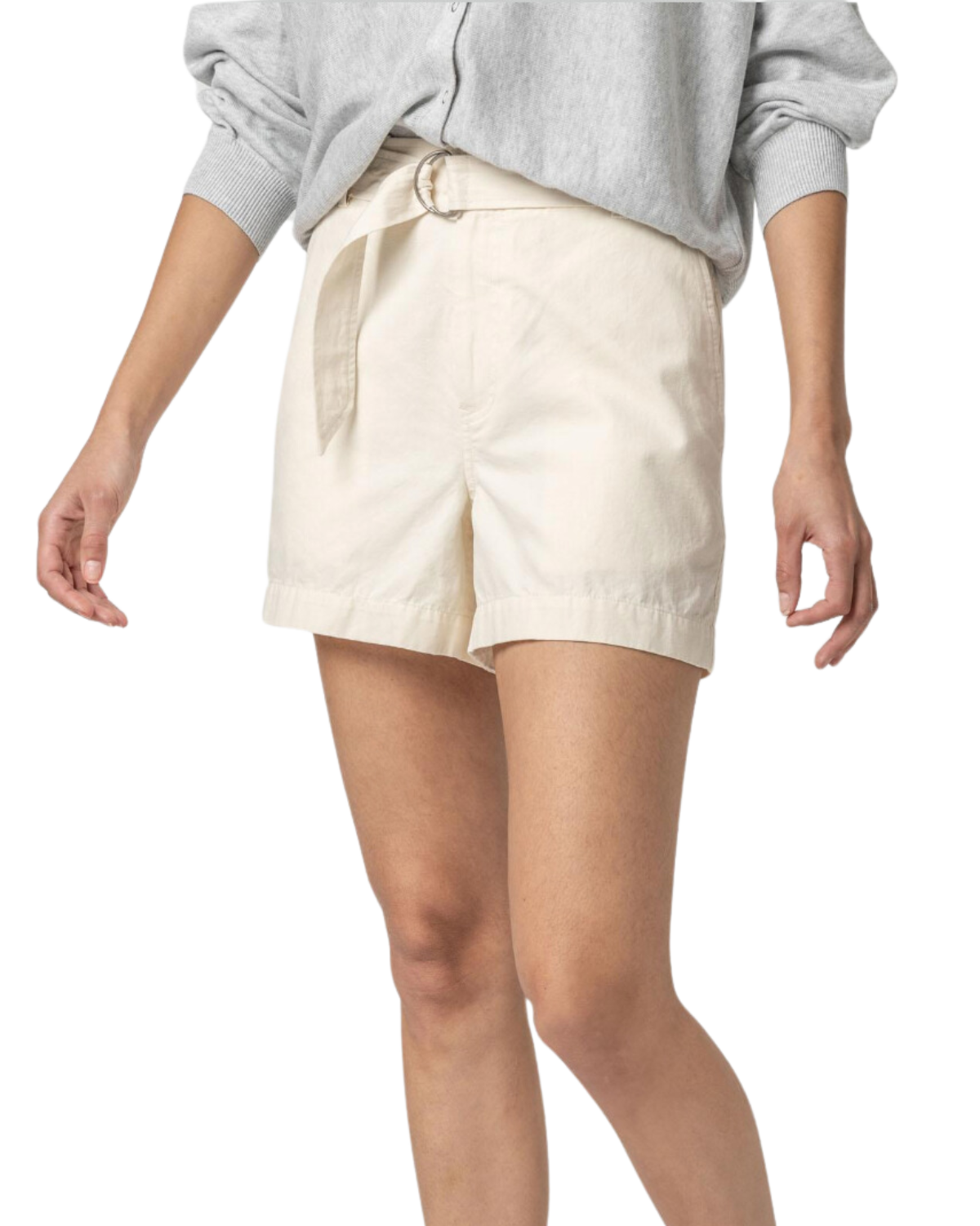 Belted Canvas Shorts (Ecru)