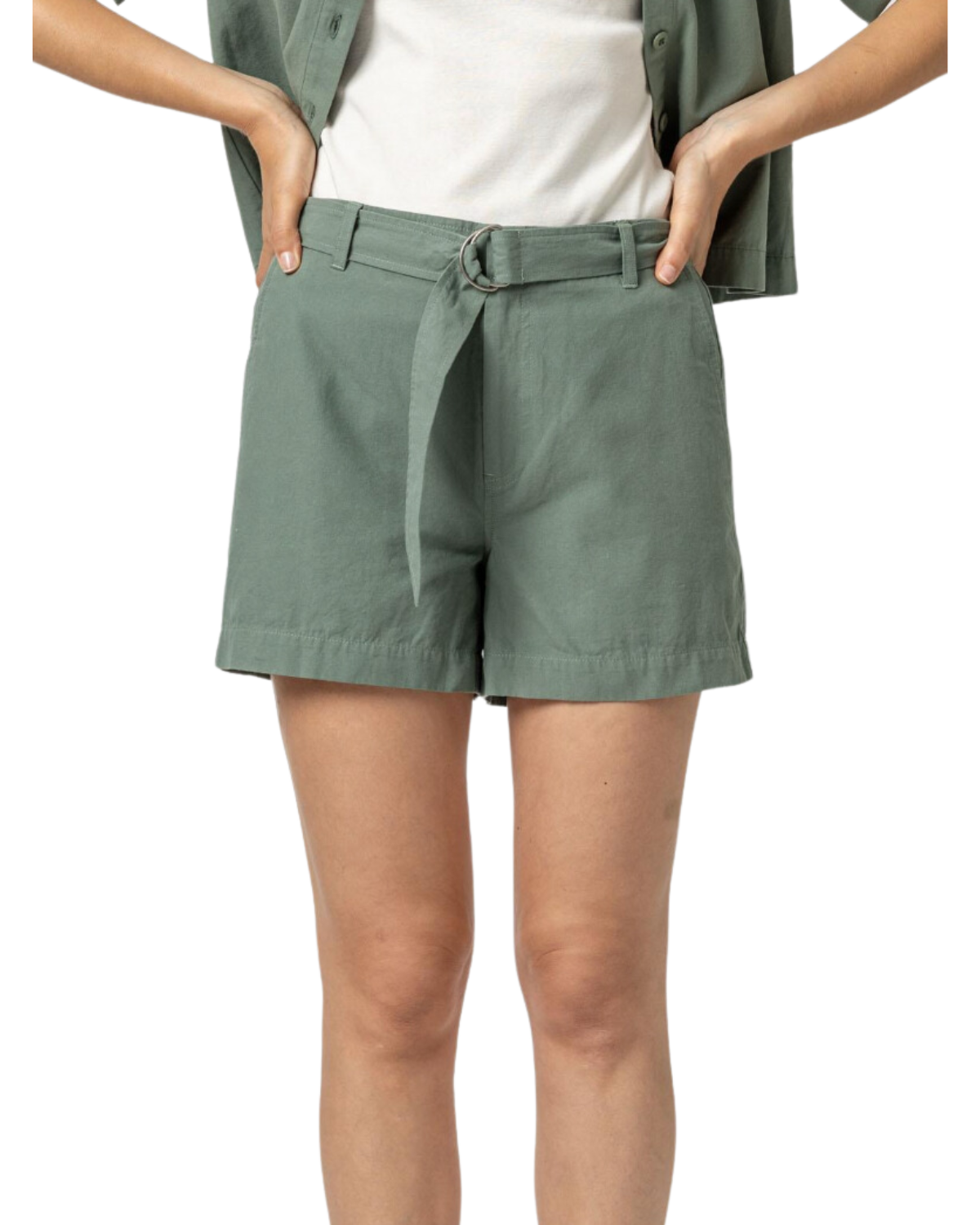 Belted Canvas Shorts (Seagrass)