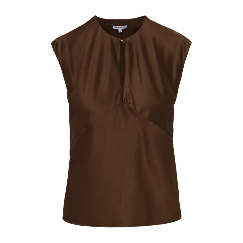 Brown sleeveless top on a white background