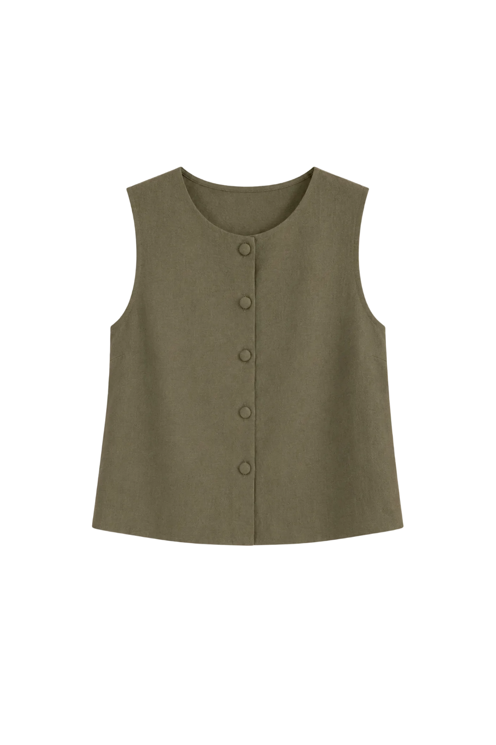 Emerson Fry Button Front Wide Hem Top in Gothic Olive linen