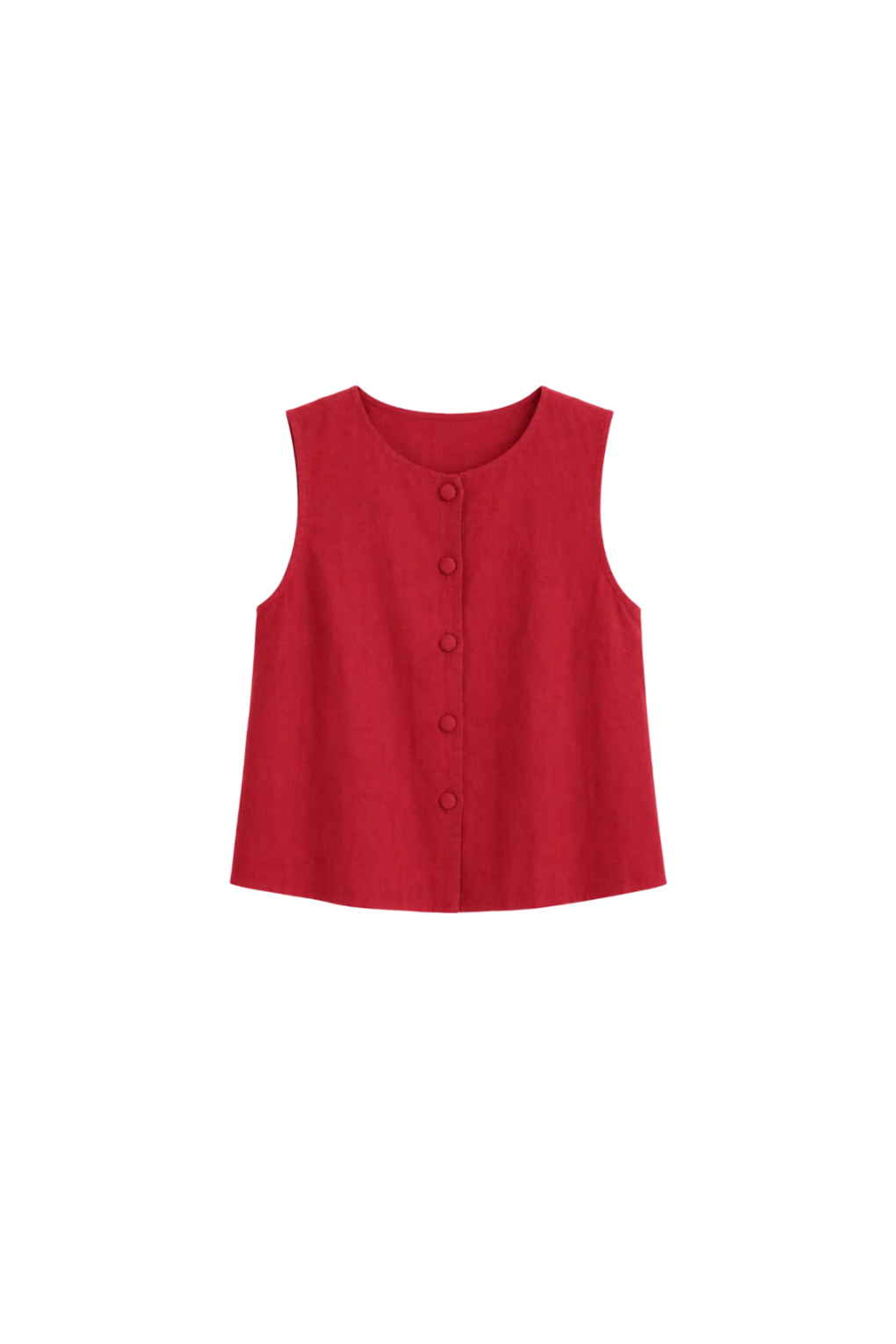 Emerson Fry Button Front Wide Hem Top in Pompeian Red linen