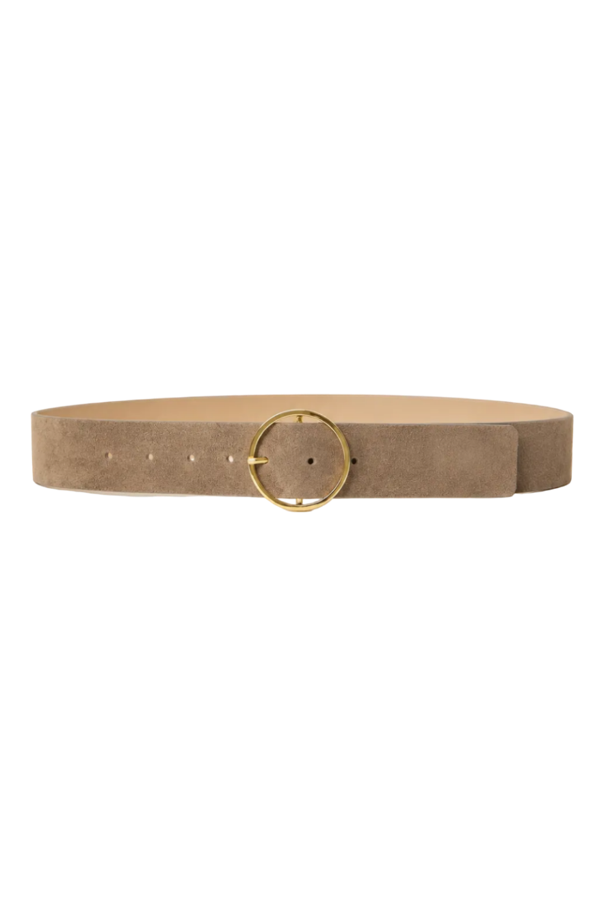 B-Low the Belt Molly Suede Belt in elephant with gold buckle
