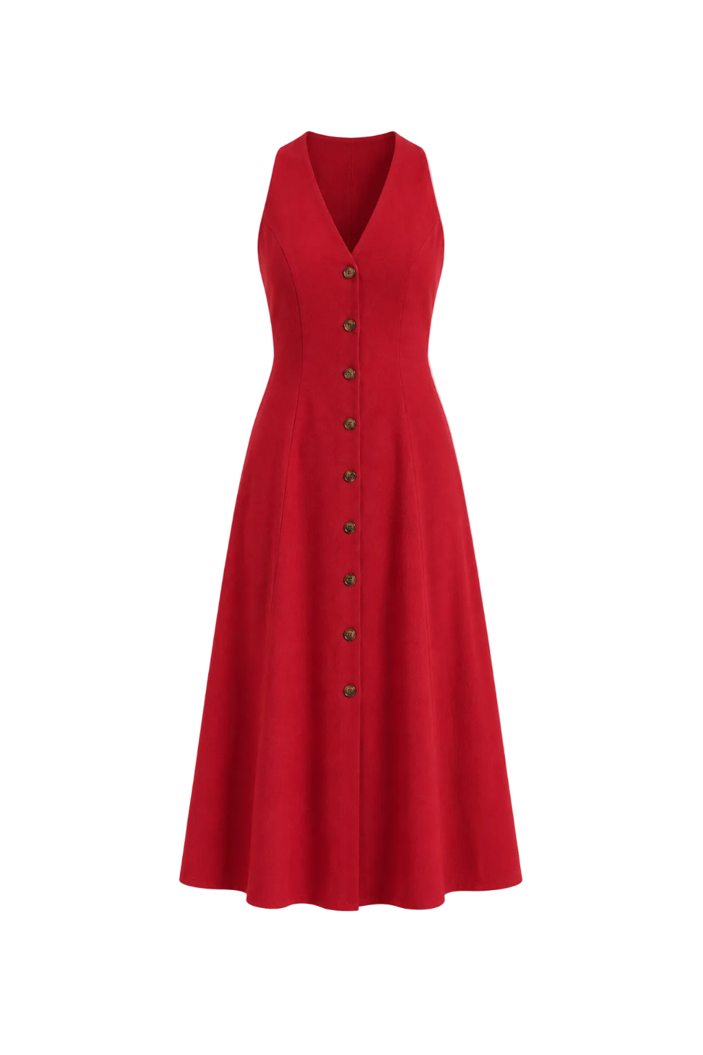 Emerson Fry Organic Cafe Dress in lipstick red cotton twill