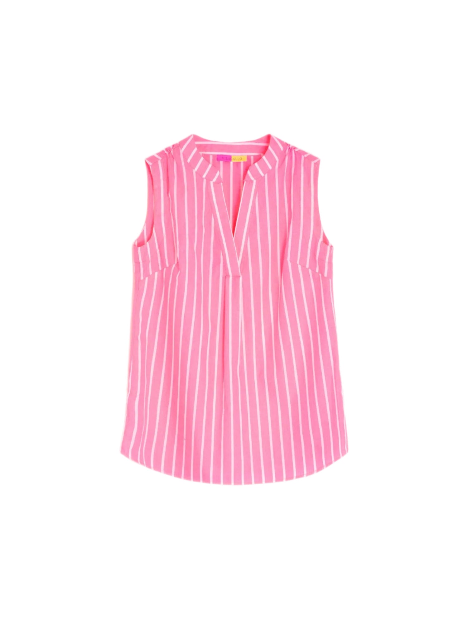 Fiorella Sleeveless Poplin Top (Bright Pink/White Stripe)