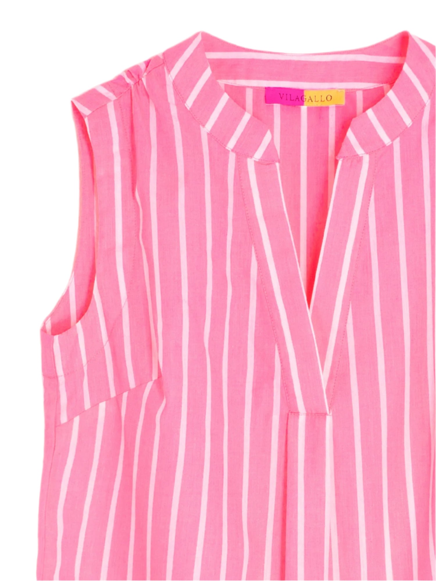 Fiorella Sleeveless Poplin Top (Bright Pink/White Stripe)