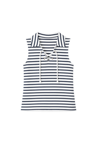 Striped Sleeveless Collared Top