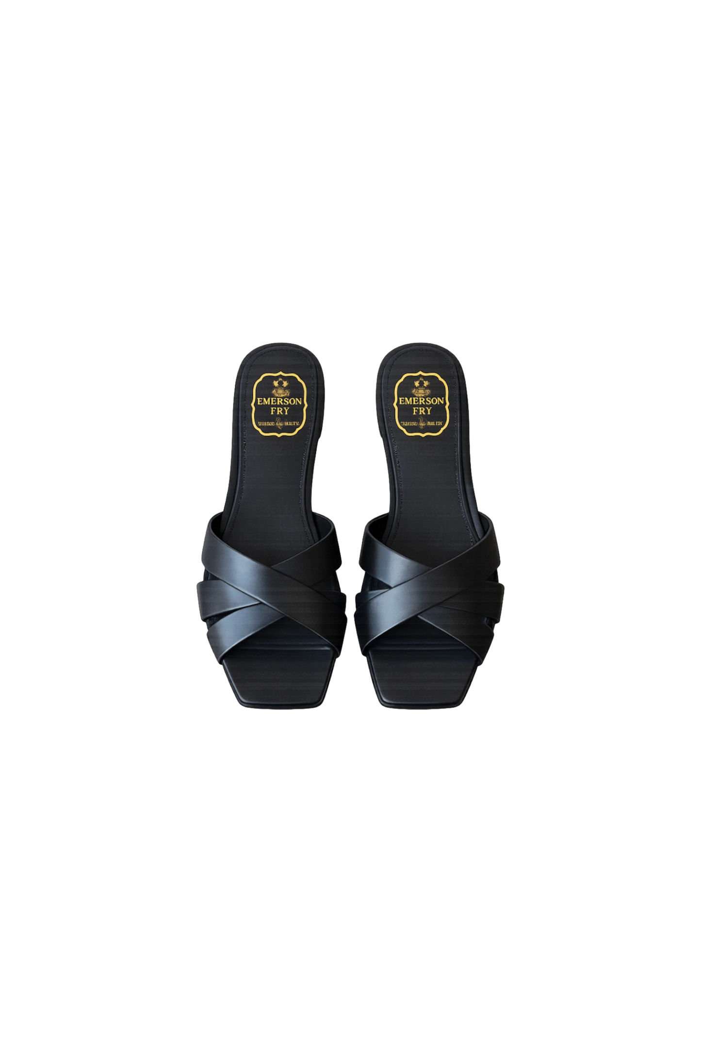 Wrabyn Fortuna Slide by Emerson Fry in black leather with a square toe and padded footbed.