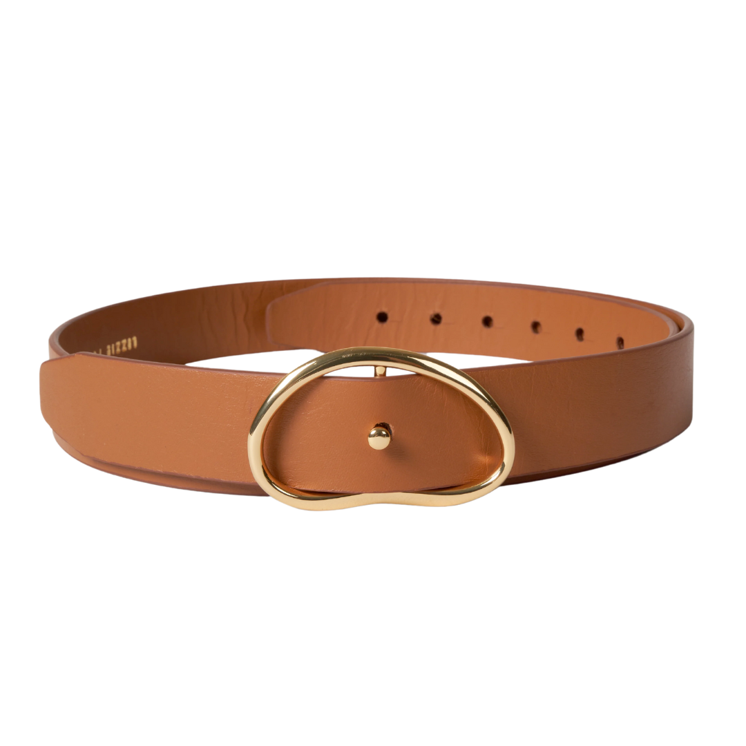 Wide Georgia Belt with Gold Buckle (Tan)
