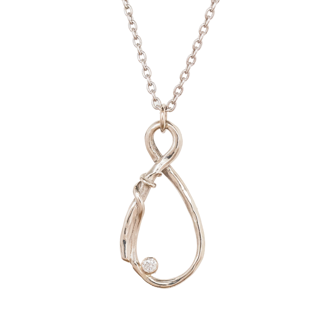 Figure Eight Necklace with Diamond (White Gold)