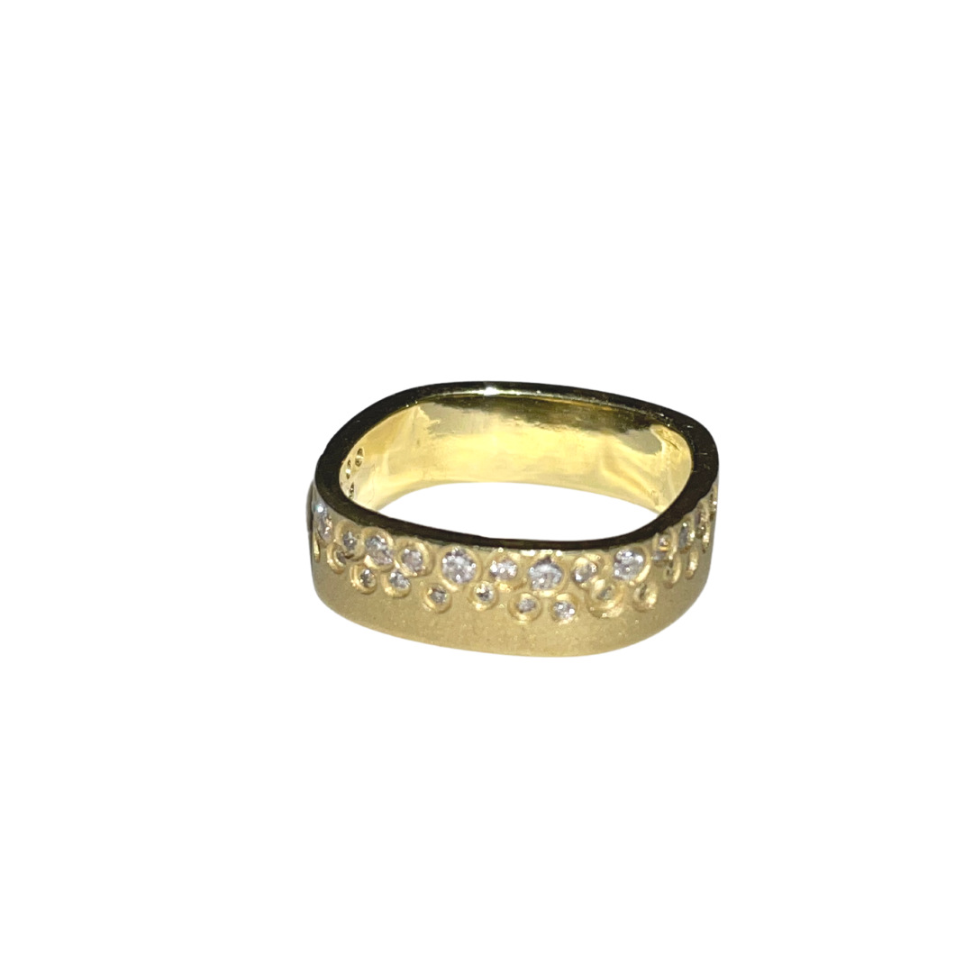 Square Fairy Dust Ring 6mm (Yellow Gold)