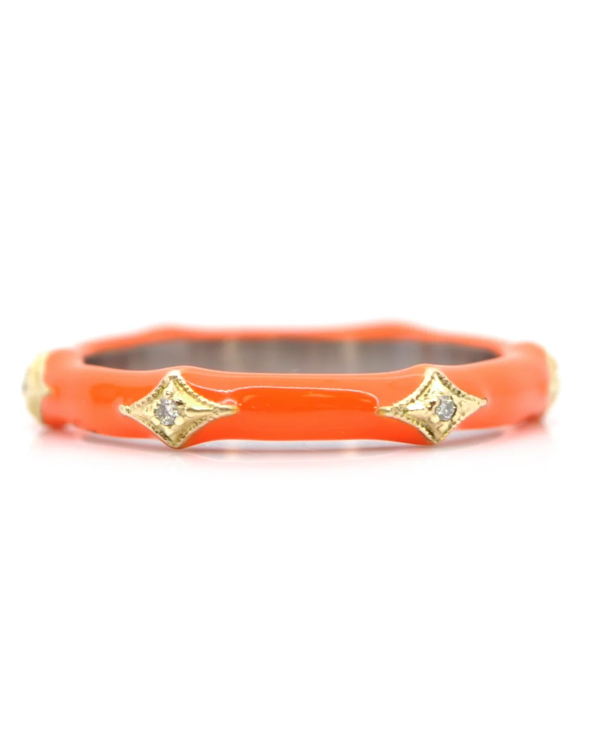 Orange Enamel Ring Size 6.5 (18k)
