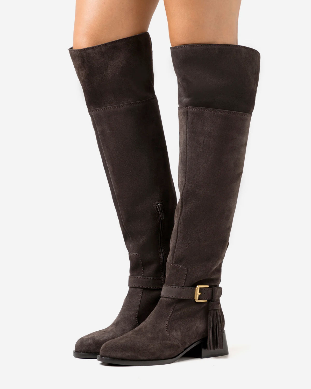 Lory Tall Boot (Dark Brown Suede)