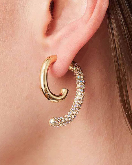 Pave Luna Earrings (Gold/Iridescent)